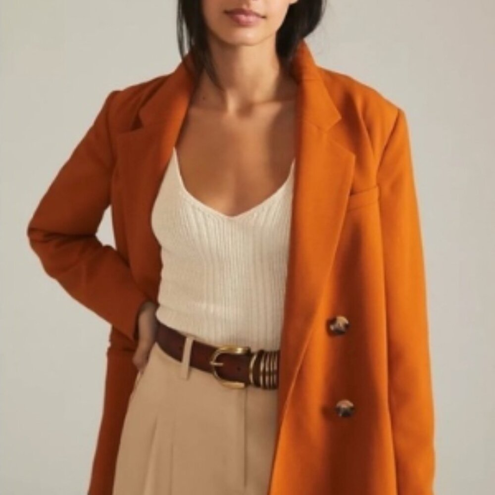 Maeve by Anthropologie Oversized Double Breasted Blazer Dark Orange - Size - 8